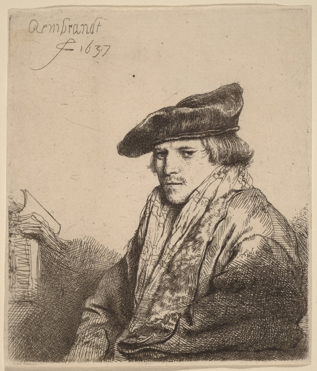 Bársonyos sapkás fiatalember (Petrus Sylvius) alkotó: Rembrandt van Rijn