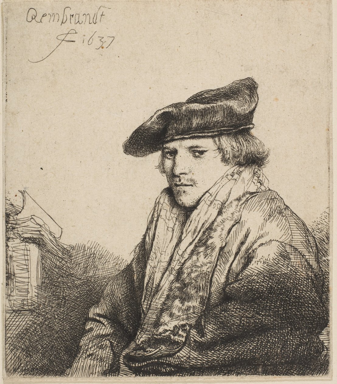 Fiatal férfi bársonysapkában Ferdinand Bol, 1637. alkotó: Rembrandt van Rijn