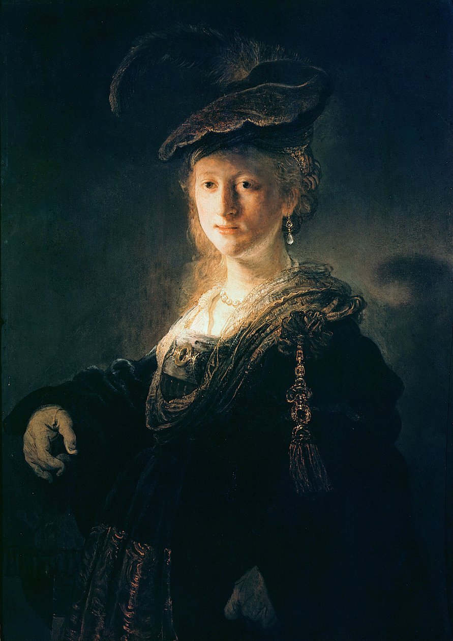 Fiatal nő díszes ruhában alkotó: Rembrandt van Rijn