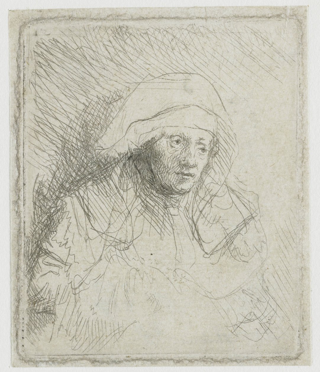 Beteg nő fehér fejkendővel (Saskia) alkotó: Rembrandt van Rijn