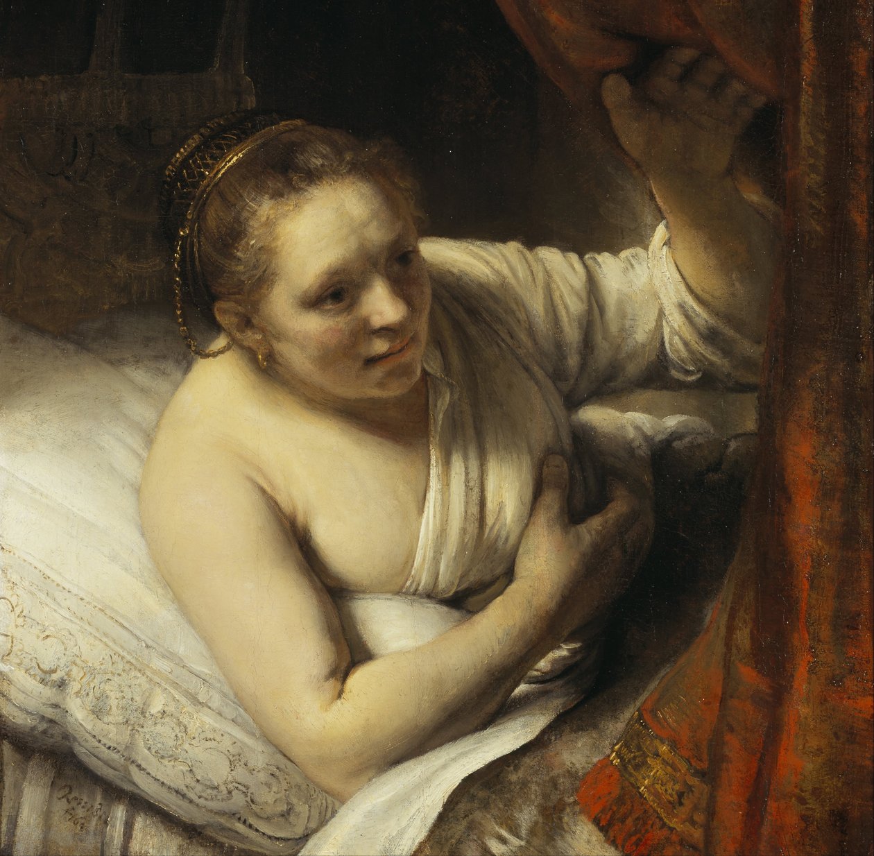 Egy nő az ágyban alkotó: Rembrandt van Rijn
