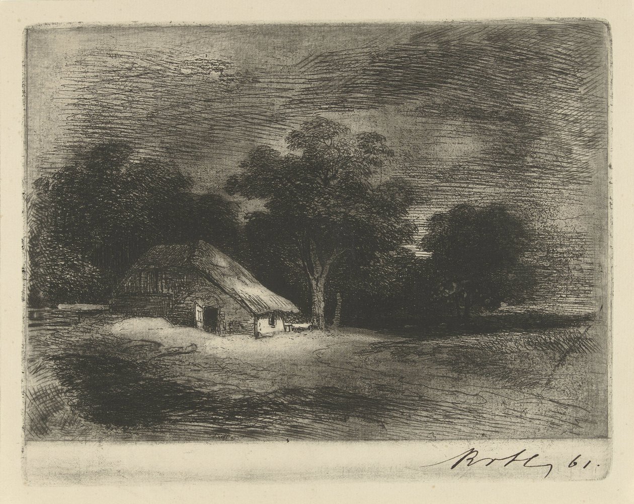 farm a fák közelében alkotó: Remigius Adrianus Haanen (signed by artist)