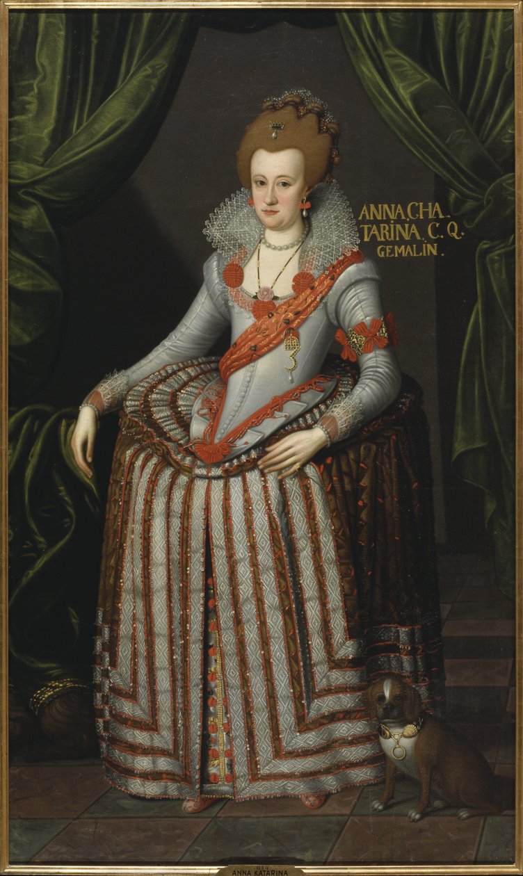 Anne Katalin brandenburgi hercegnő, Dánia Norvégia királyné hitvese – Anne Katalin brandenburgi hercegnő (1575-1612), dán és norvég királynő portréja, Petersen (Piettersz), Remmert (kb. 1575-1649) alkotása. Olajfestmény. Mérete: 207x123 c alkotó: Remmert (c.1575 1649) Petersen