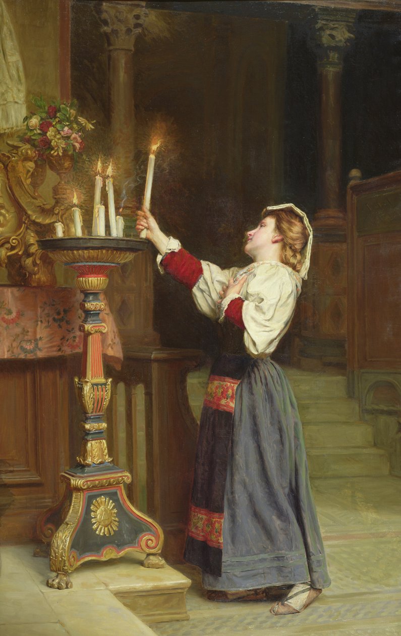 Lány gyertyával, 1908 alkotó: Remy Cogghe