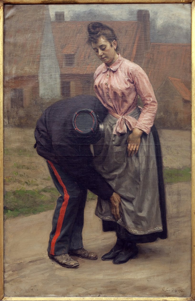 Vámkeresés. Remy Cogghe (1854-1935) festménye, Olaj, vászon alkotó: Remy Cogghe