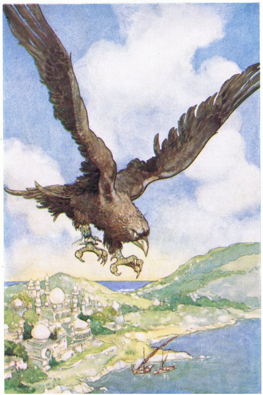 Roc nevű óriási madár, 1930-as évek alkotó: René Bull