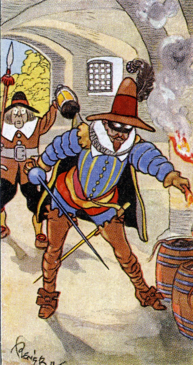 A puskaporos összeesküvés felfedezése és Guy Fawkes elfogása, 1936 alkotó: René Bull