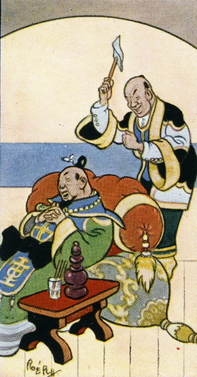 Ne távolíts el egy legyet barátod fejéről csatabárddal, 1932 alkotó: René Bull