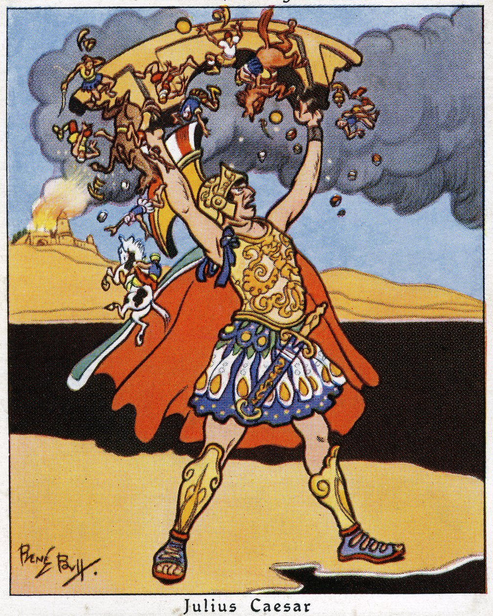 Julius Caesar hidat dobott a Rajnán, 1936 alkotó: René Bull