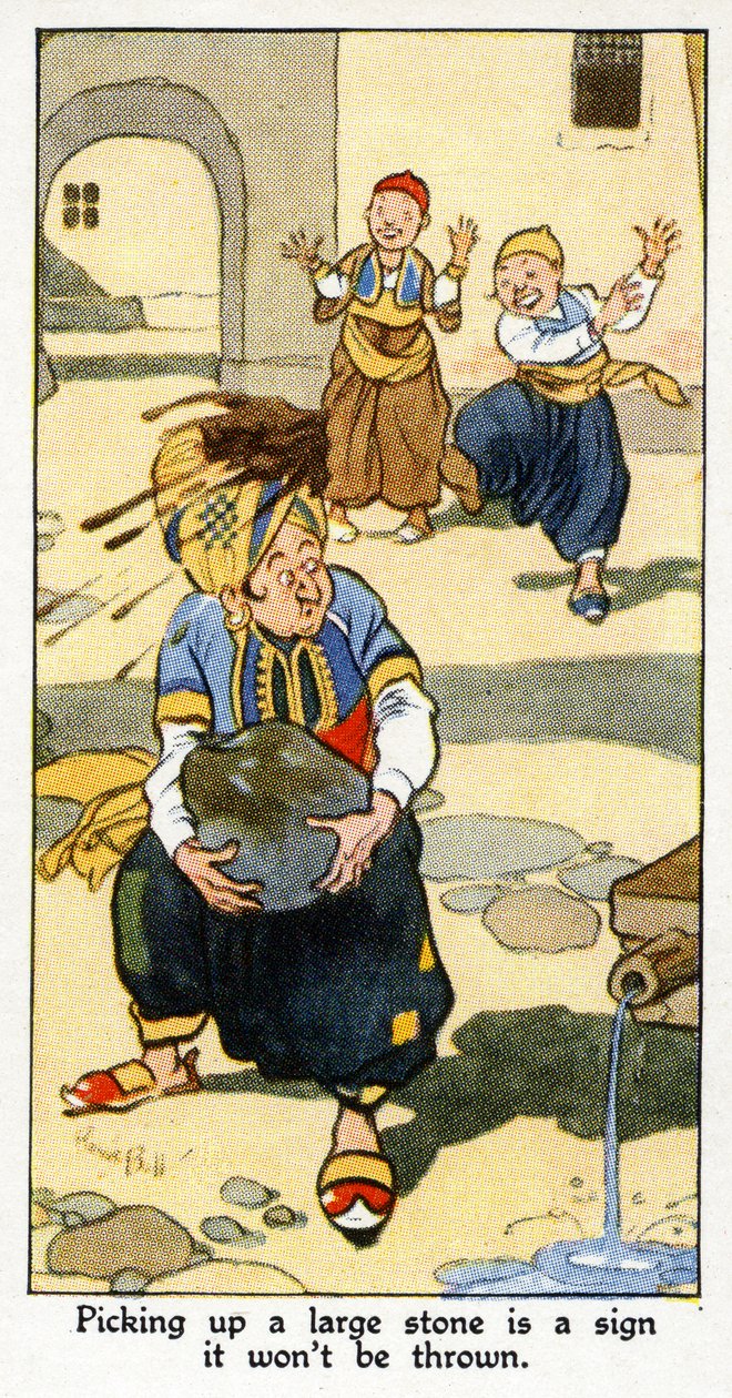 "Egy nagy kő felszedése annak a jele, hogy nem fogják eldobni", 1931 alkotó: René Bull
