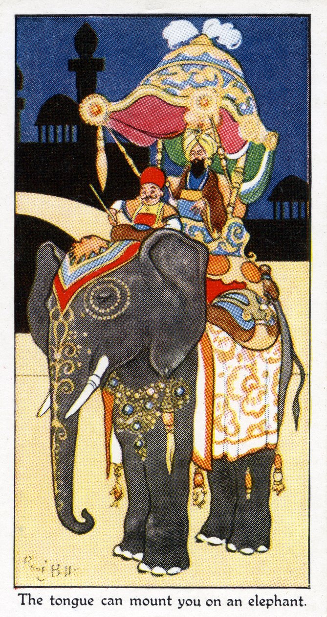 „A nyelv felerősíthet egy elefántra: a nyelv lefejezheti”, 1931 (lásd még: 498214) alkotó: René Bull