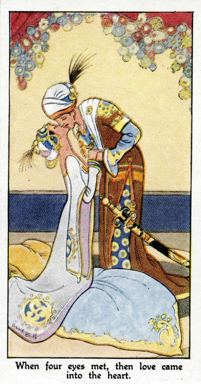 "Amikor négy szem találkozott, a szerelem bejött a szívbe" (1931) (lásd még: 498203) alkotó: René Bull