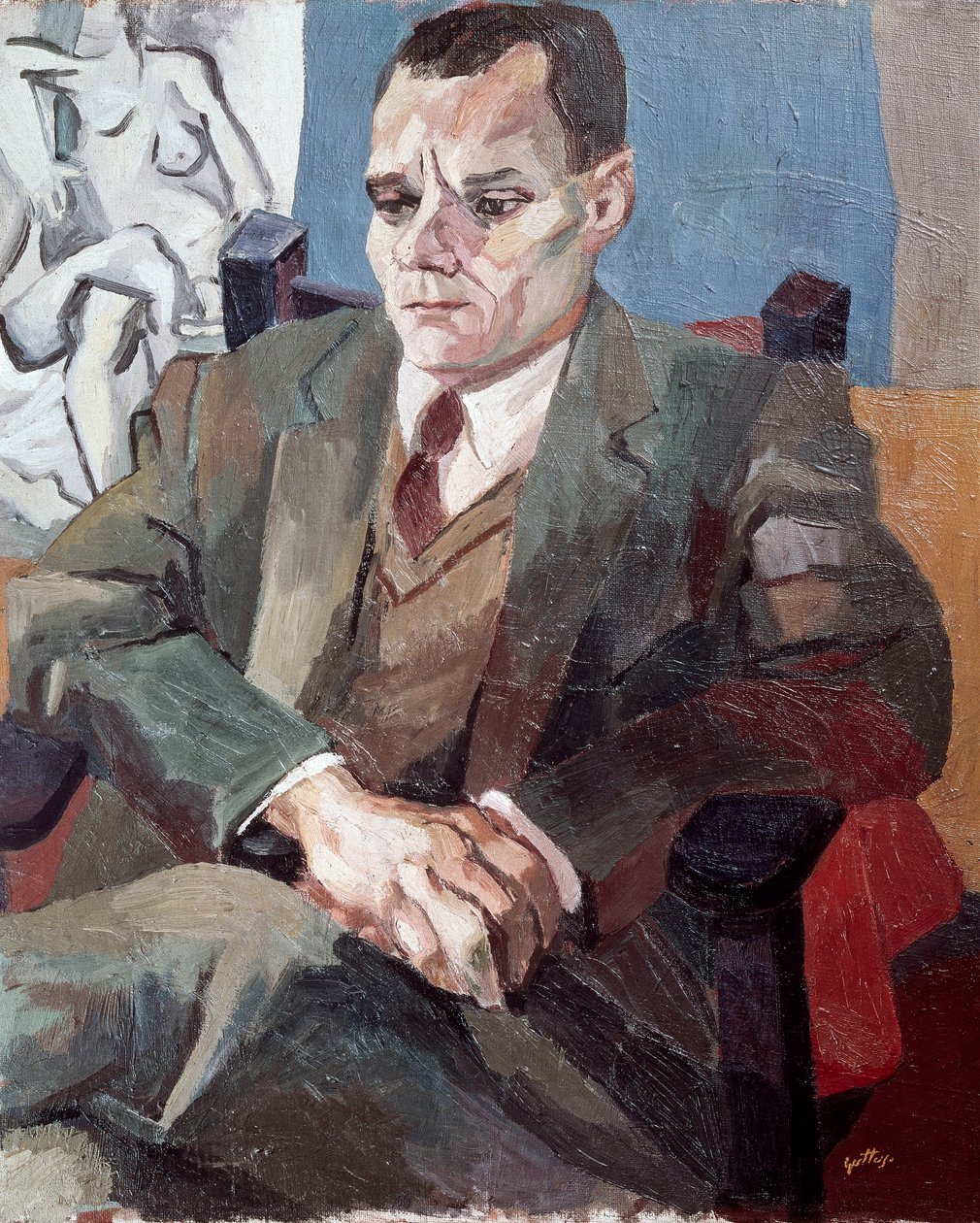 Alberto Moravia (1907-1990), olasz író portréja alkotó: Renato Guttuso