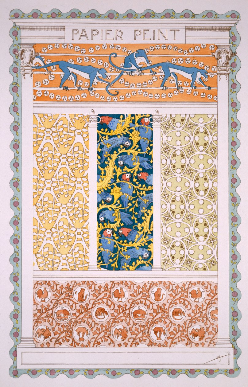 Tervek háttérképekhez és frízekhez, az Esquisses Decoratives-től, Rene Binettől, a Librairie Centrale des Beauz-Arts, Párizs, 1895 körül alkotó: Rene Binet