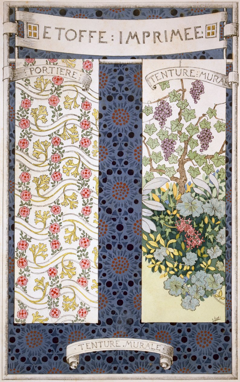 Tervek nyomtatott szövetekhez, a „Dekoratív vázlatokból”, 1895 körül alkotó: Rene Binet