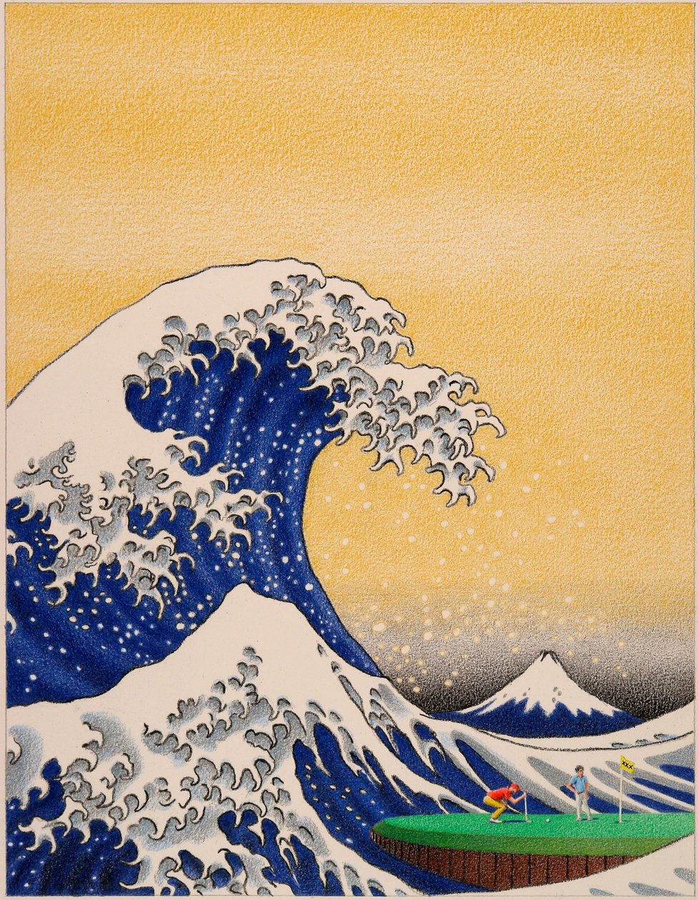 HOKUSAI-Golf, 2021, Színes ceruzarajz papírra alkotó: Rene Boin