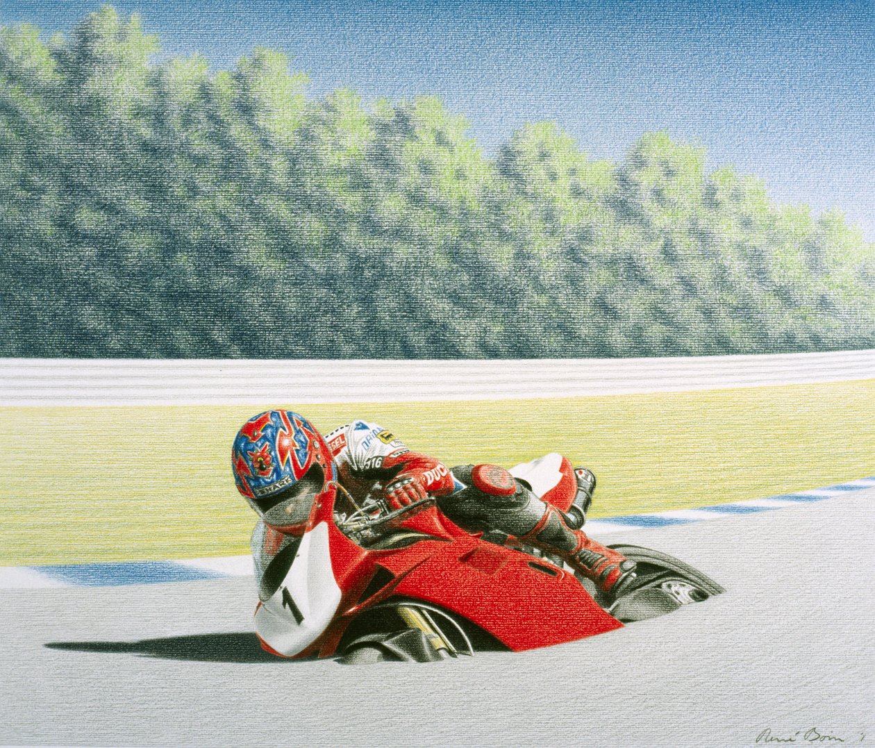 Roadrace, 2001, Színes ceruzarajz papírra alkotó: Rene Boin