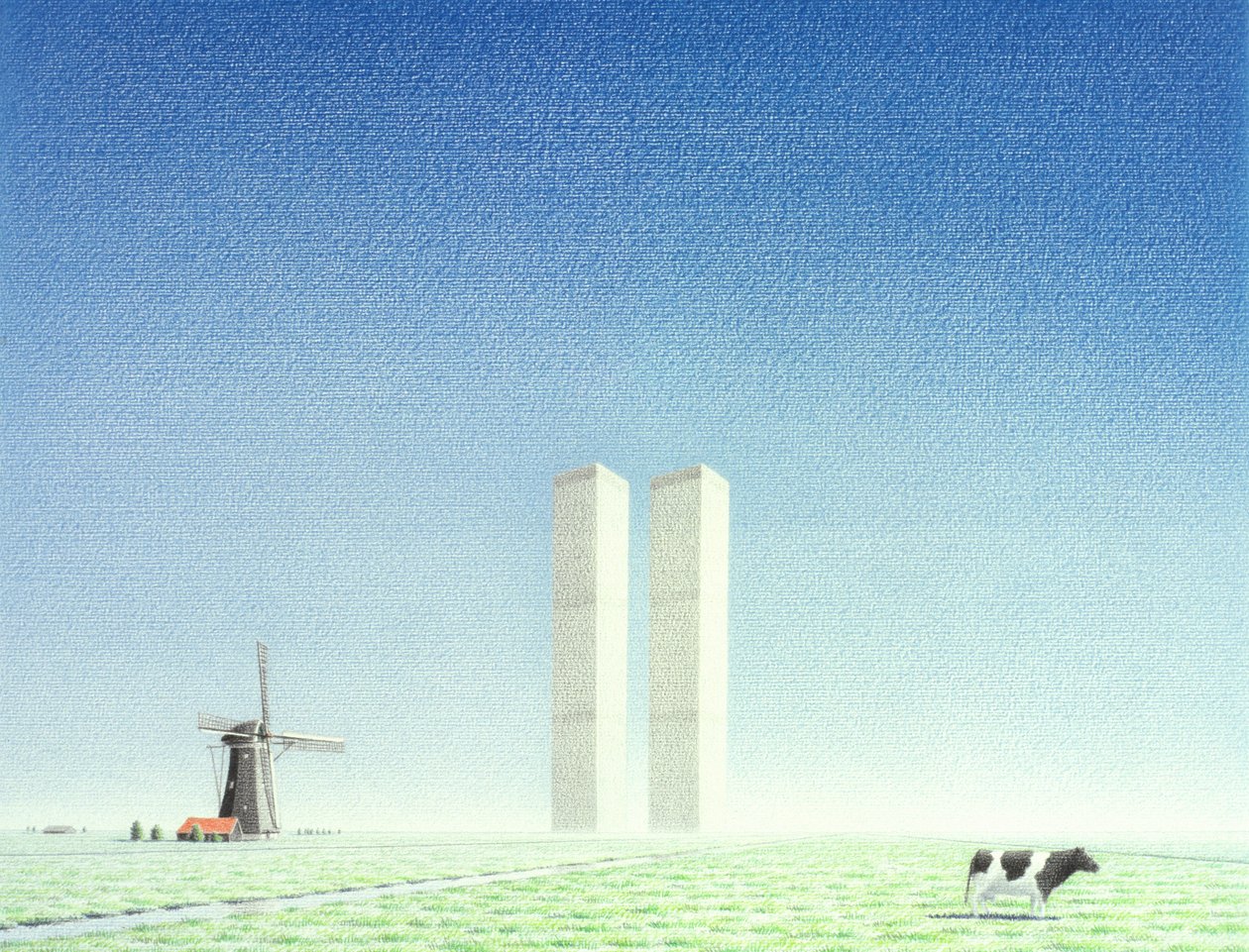 Ikertornyok, 2001, Színes ceruzarajz papírra alkotó: Rene Boin