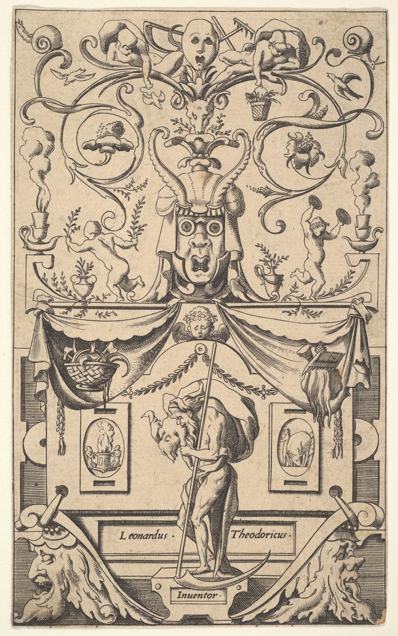 Panel a Szaturnusz alakjával, 1. tábla, kb. 1550-65. alkotó: Rene Boyvin