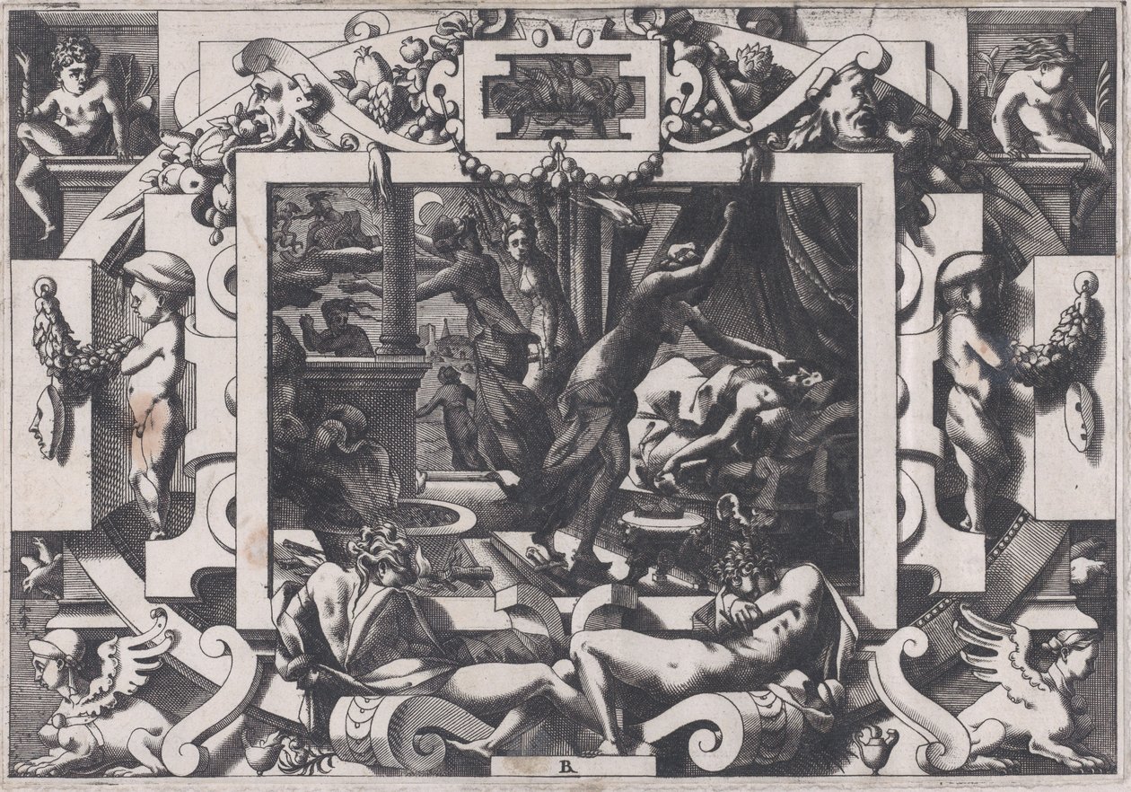 Peliast megölték lányai, akiknek sajnálják, hogy vérét kiürítsék, 1563. alkotó: Rene Boyvin