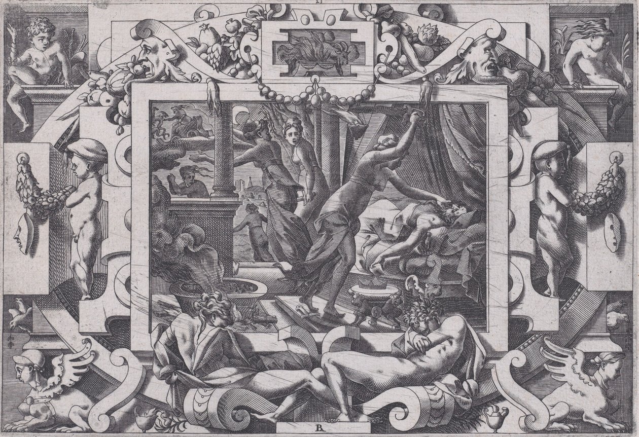Peliast megölték lányai, akiknek sajnálják, hogy vérét kiürítsék, 1563. alkotó: Rene Boyvin