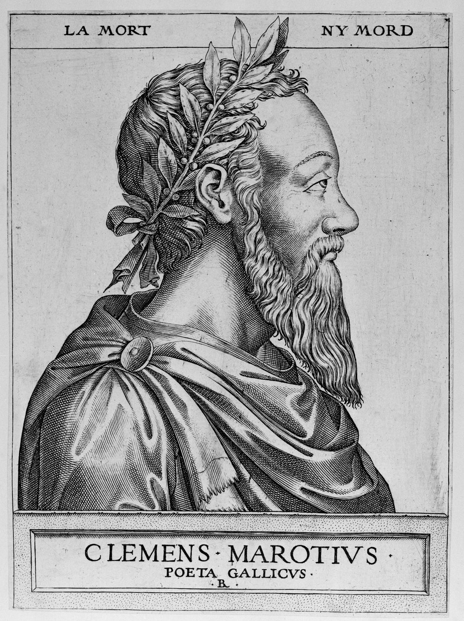 Clement des Marets Marot (1496-1544) francia költő portréja - Clement Marotius poeta gallicus metszete Rene Boyvin 1576-ban - alkotó: Rene Boyvin