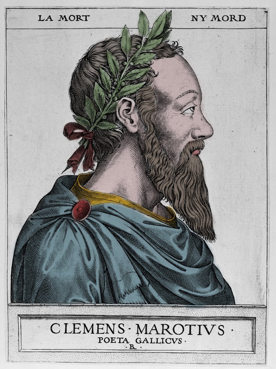 Clement des Marets Marot (1496-1544) francia költő portréja - Clement Marotius poeta gallicus metszete Rene Boyvin 1576-ban - alkotó: Rene Boyvin