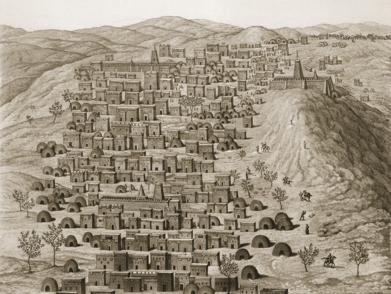 Timbuktu város egy részének kilátása egy dombról, illusztráció a Journal dun Voyage a Tombouctou et a Jenne-ből, 1830 alkotó: Rene Caillie