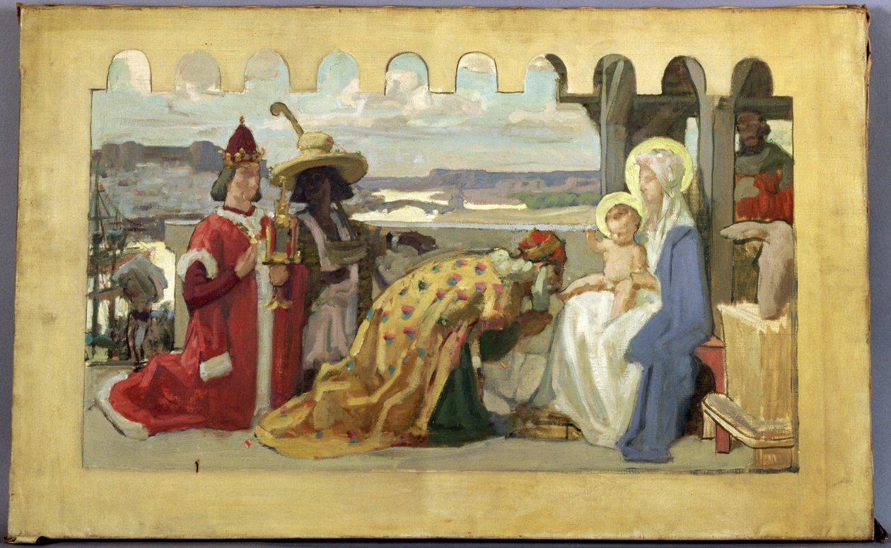 A Mágusok imádása, a Besancon melletti Saint-Ferjeux templom előkészítő tanulmánya alkotó: René François Xavier Prinet