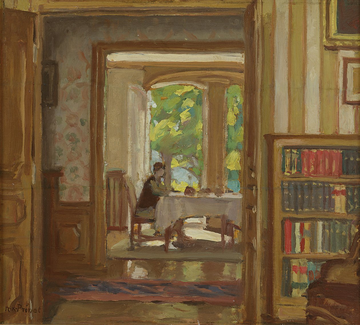 The Dining Room at Clos Saint-Jean, Bourbonne-les-Bains (olaj, vászon) alkotó: René François Xavier Prinet