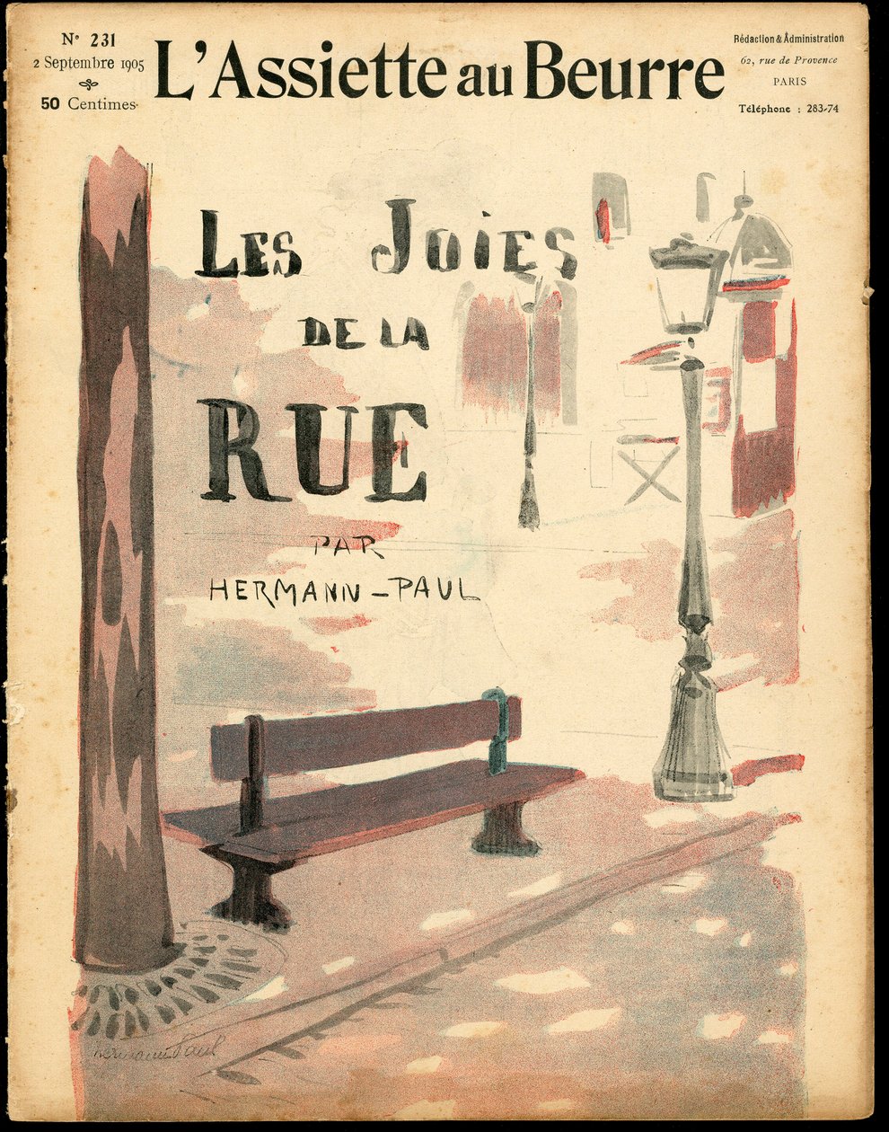 A „” L’Plate au beurre” borítója, 231. szám, Szatirikus színekben alkotó: Rene George Hermann Paul