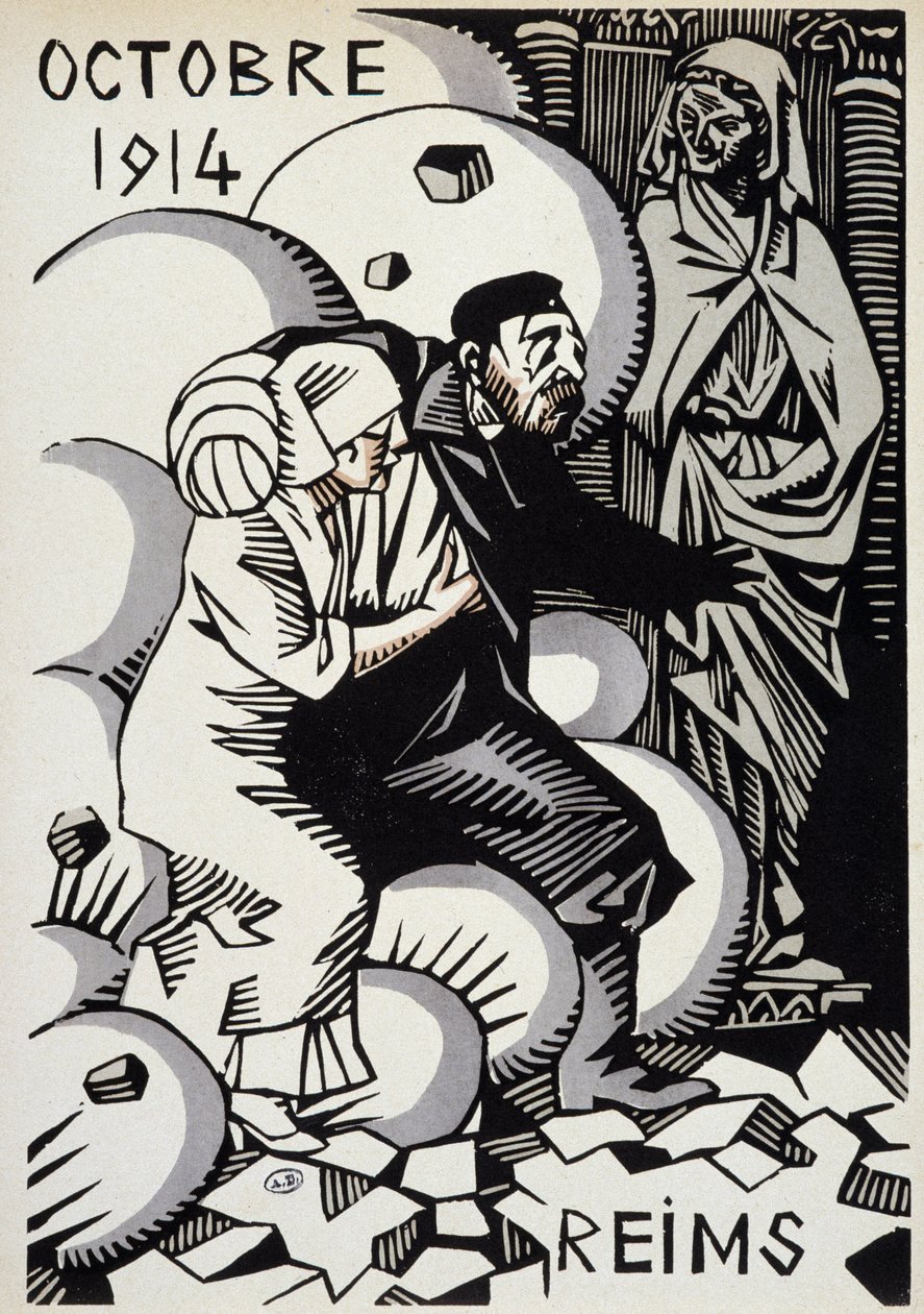 1914. október, Reims – Herman Paul rajza – a „” Háborús kalendáriumban”” szerk. 1916 alkotó: Rene George Hermann Paul