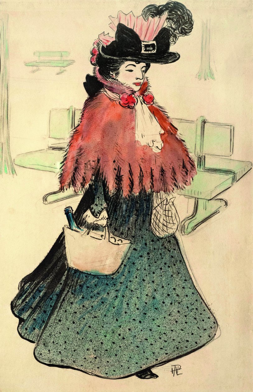 A gyönyörű zsidónő vásárolni megy. Le Rire magazin, 1896. alkotó: Rene Georges Hermann Paul