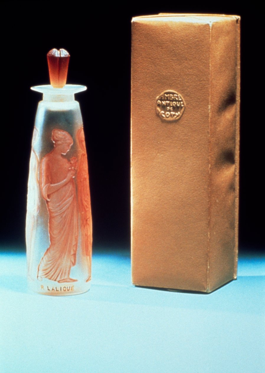 Üvegflakon a Coty Ambre Antique parfümhöz alkotó: Rene Jules Lalique