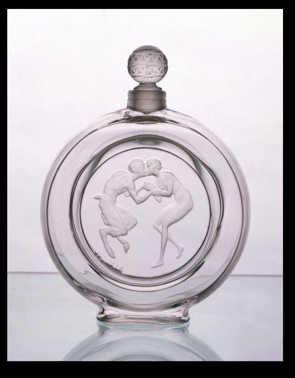 Le Baiser du Faune, átlátszó üveg illatpalack Molinard számára a Lalique-től alkotó: Rene Jules Lalique