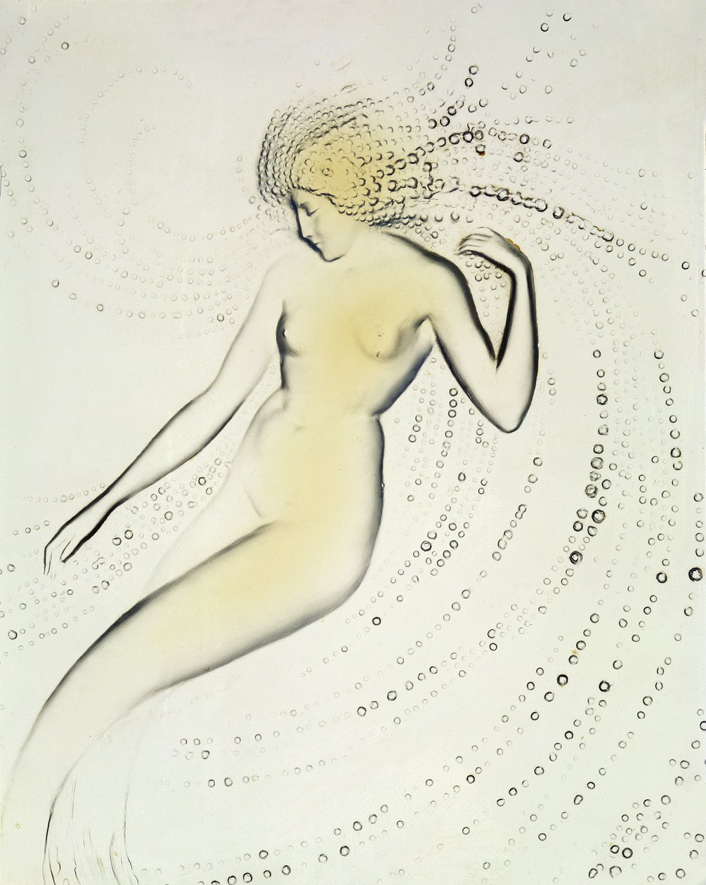 Trepied Sirene, opálos edény, amelyen Lalique vízi nimfa részlete látható alkotó: Rene Jules Lalique