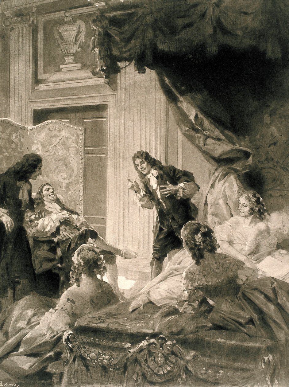 Jean Baptiste Poquelin dit MOLIERE (1622-1673) "Le Malade Imaginaire" című darabjának jelenete, 19. század vége - 20. század eleje (festmény) alkotó: Rene Lelong