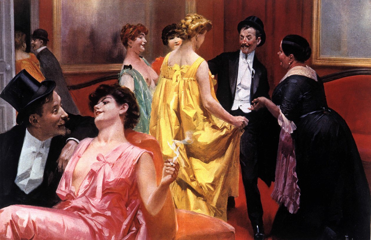 A prezentáció. Párizsi ház a XX. század elején. Illusztráció: Rene Lelong (1871-1933) alkotó: Rene Lelong