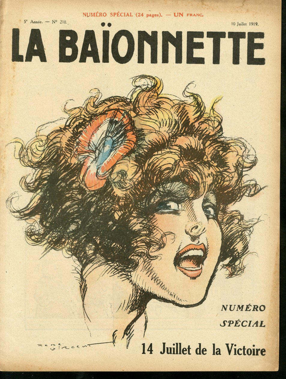 A „La Baionnette”, 210. szám borítója, Színes szatirikus alkotó: Rene Vincent