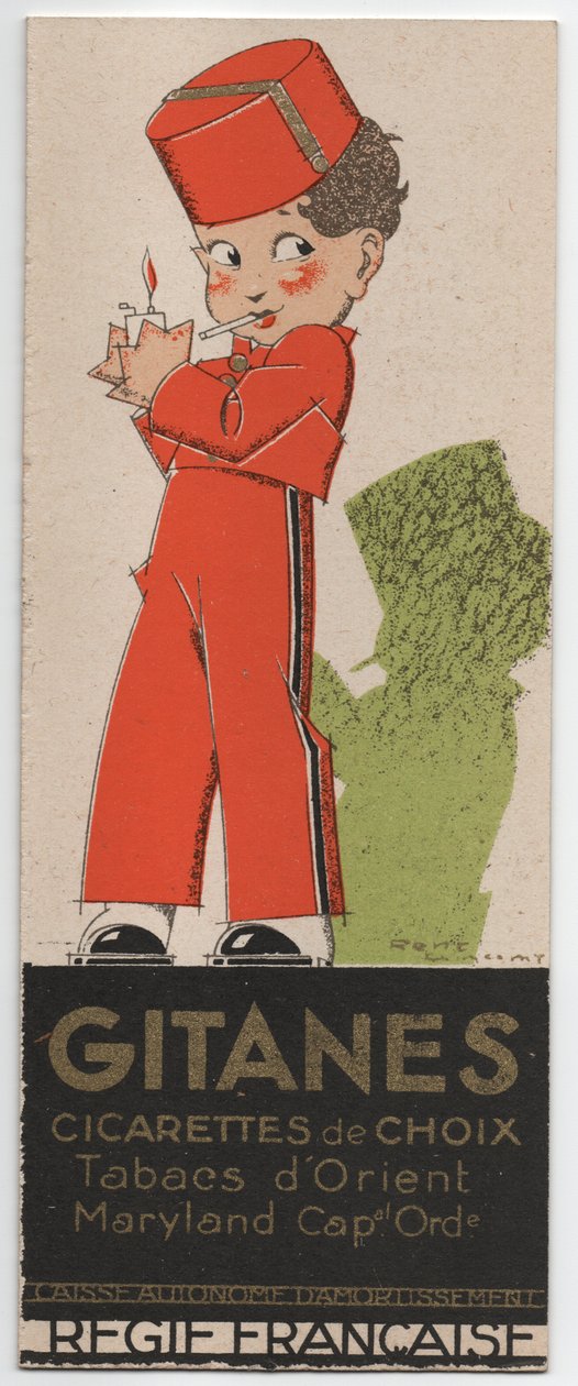 Gitanes Cigarettes, 1930 körül (sablonnyomat) alkotó: Rene Vincent