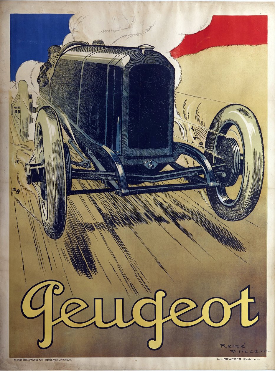 Peugeot - Vincent, Rene (1879-1936) - 1912 - Színes litográfia - 160x120 - Magángyűjtemény alkotó: Rene Vincent
