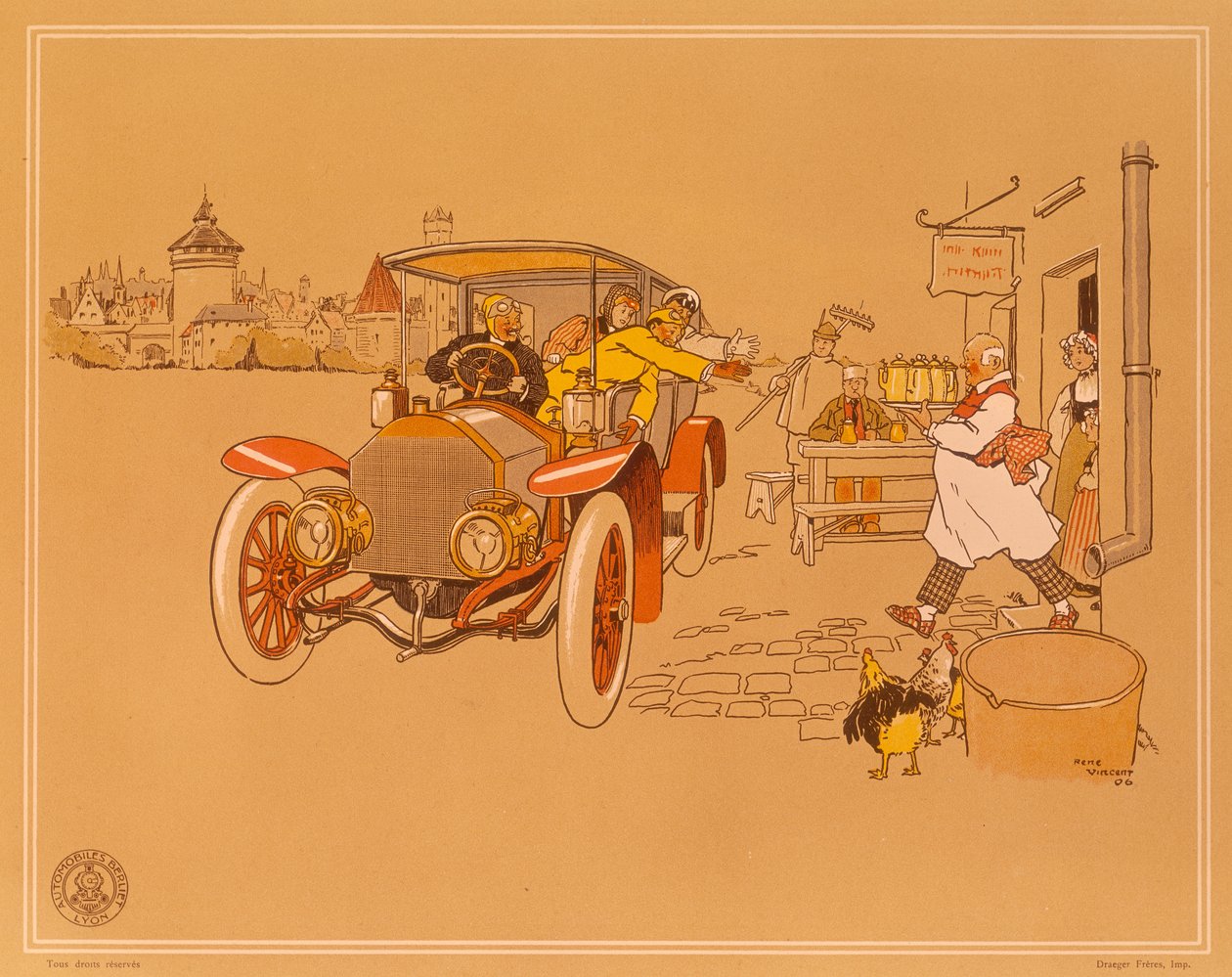 Berliet autókat reklámozó plakát, 1906 alkotó: Rene Vincent
