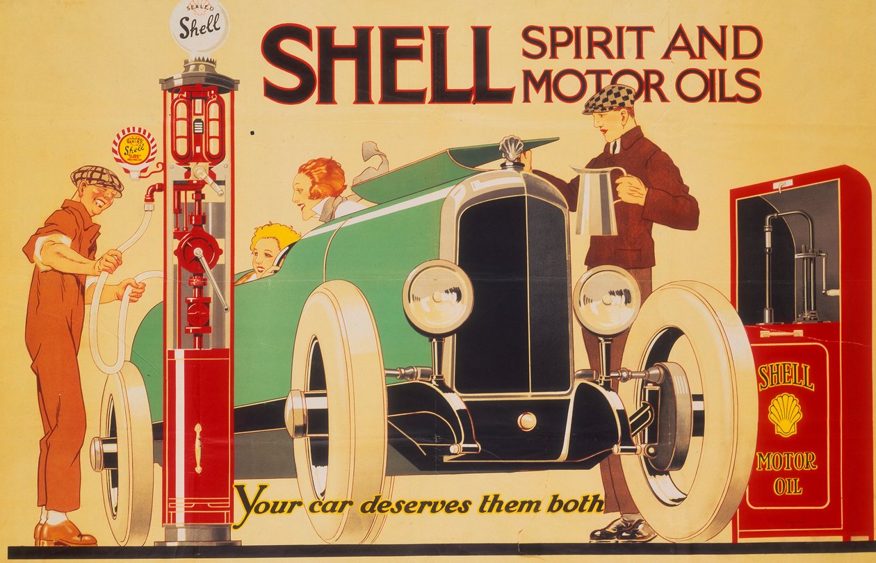 Shell szeszes italokat és motorolajokat reklámozó plakát. alkotó: Rene Vincent