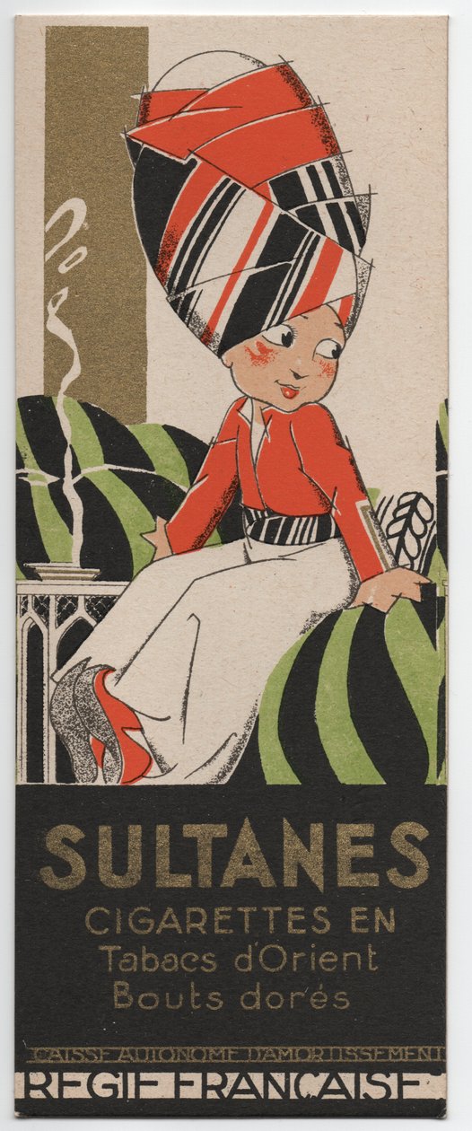 Sultanes Cigarettes, 1930 körül (sablonnyomat) alkotó: Rene Vincent