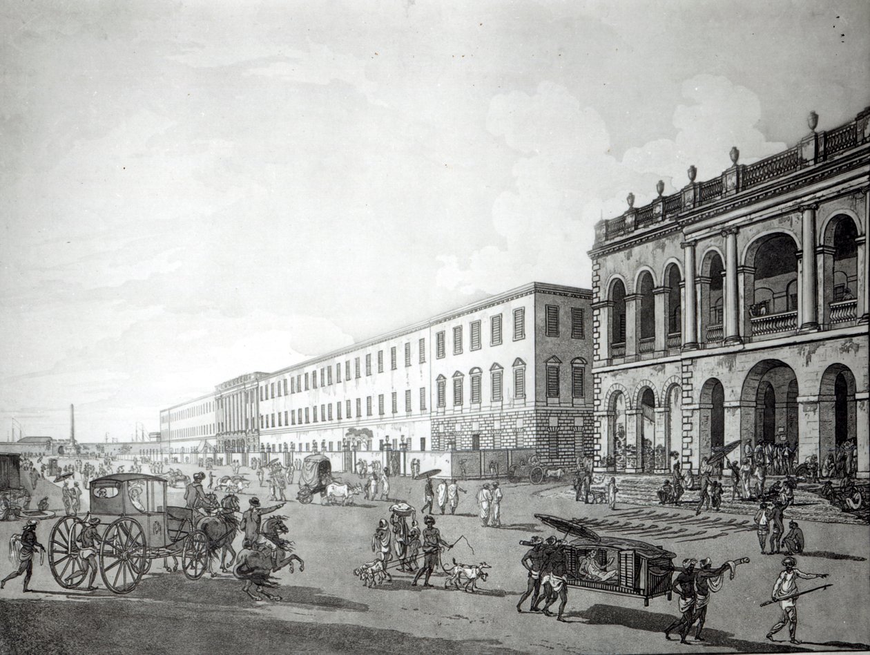 A Polgármesteri Bíróság és az Írók épülete, Kalkutta, 1786 (akvatinta) alkotó: Rev. Edward Thomas Daniell