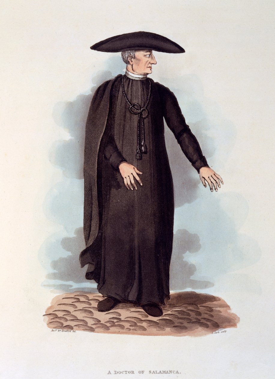 Egy salamancai orvos, illusztráció a "Sketches of the Country, Character, and Costume, In Portugal And Spain Made During The Campaign, And On The Route Of The British Army, In 1808 And 1809 by Wil alkotó: Rev. William Bradford