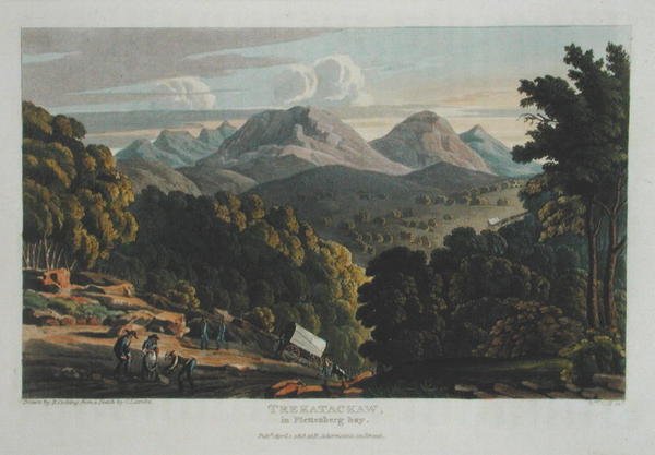 Trekatackaw a Plettenberg-öbölben, R. Cocking eredeti vázlatából készült, 1818-ban megjelent (színes metszet) alkotó: Rev. Christian Ignatius (after) Latrobe
