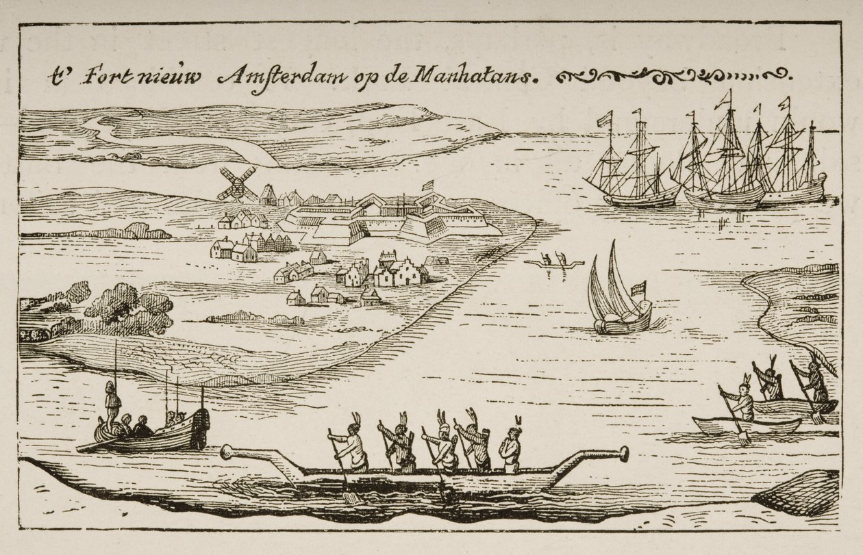Új-Amszterdam erődje és települése a Manhattan-szigeten az 1620-as években, 1880 körül alkotó: Reverend Samuel Manning