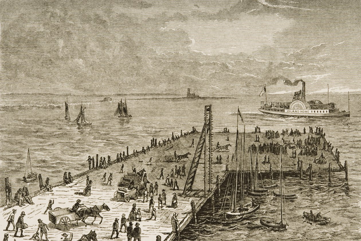 A rakpart a Nantucket Islanden, Massachusettsben az 1870-es években, 1880 körül alkotó: Reverend Samuel Manning