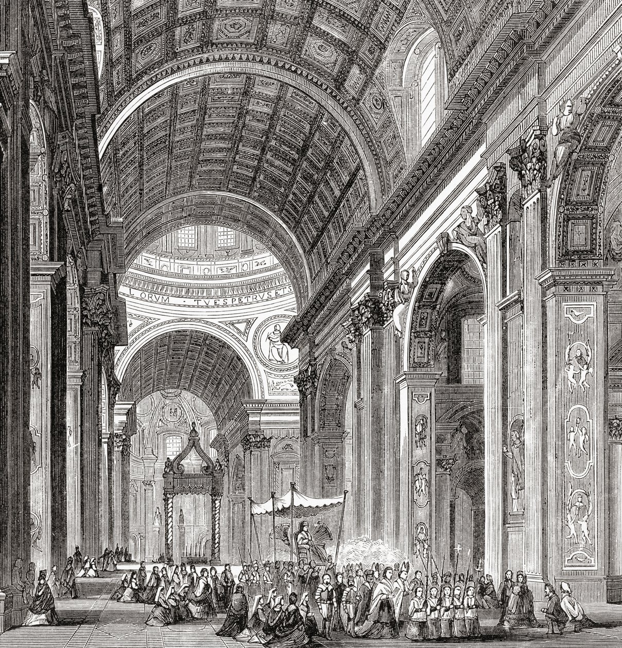 Körmenet a Szent Péter-bazilikában, Vatikánváros, Róma, Olaszország, 19. század vége. Samuel Manning tiszteletes 1890 körül kiadott Italian Pictures című művéből. alkotó: Reverend Samuel Manning